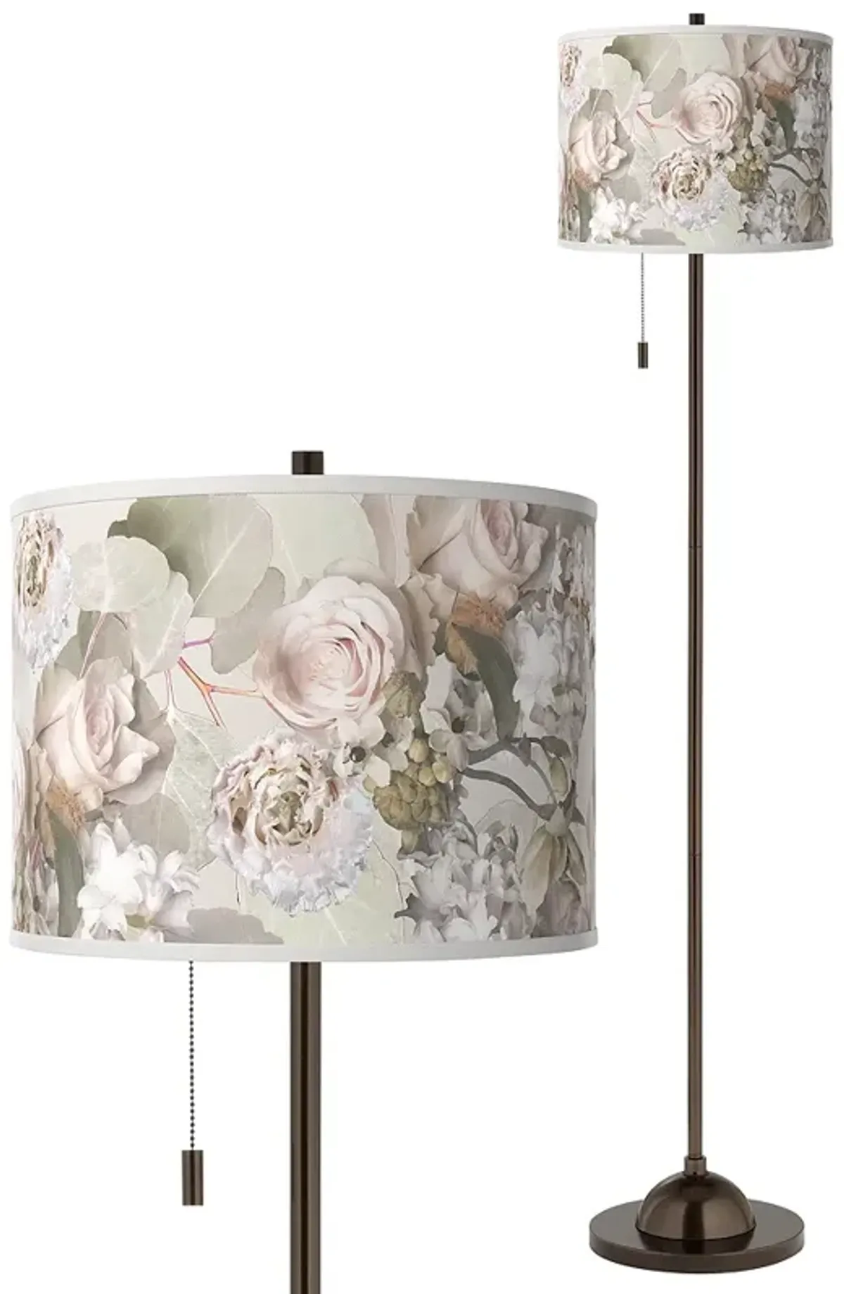 Rosy Blossoms Giclee Glow Bronze Club Floor Lamp