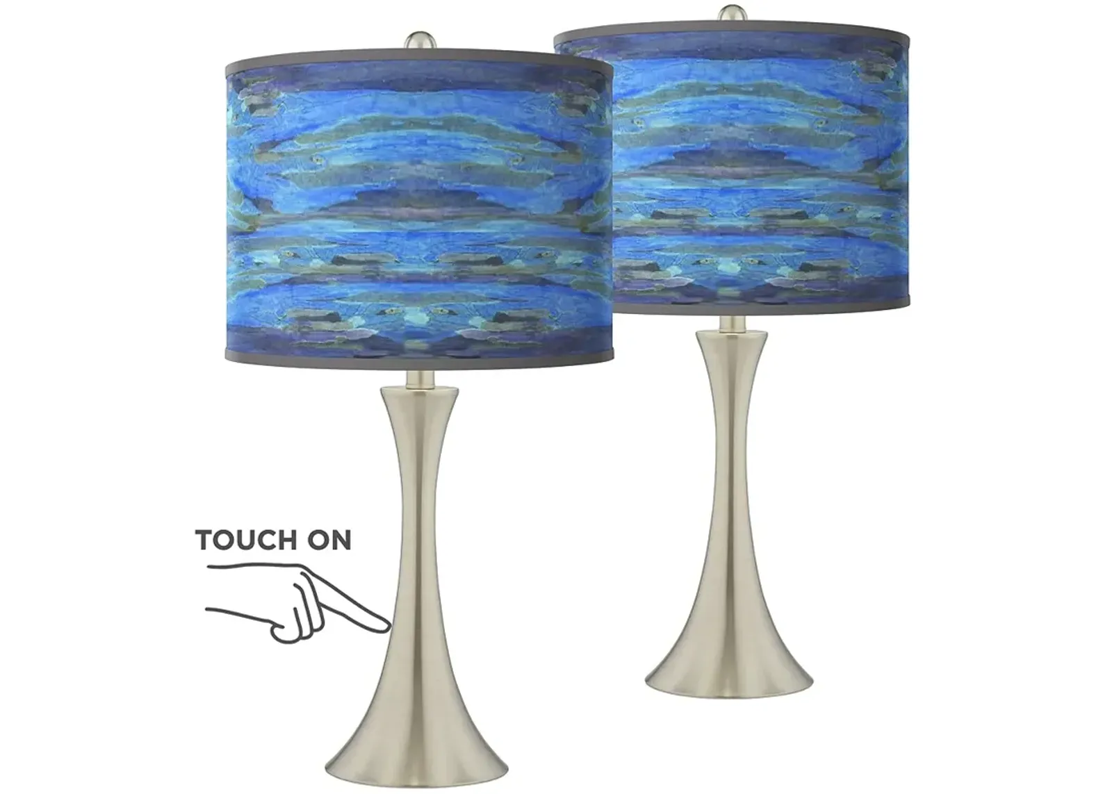 Oceanside Trish Brushed Nickel Touch Table Lamps Set of 2