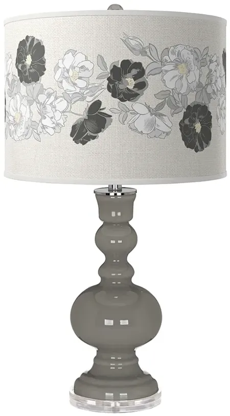 Color Plus Apothecary 30" Rose Bouquet Gauntlet Gray Table Lamp