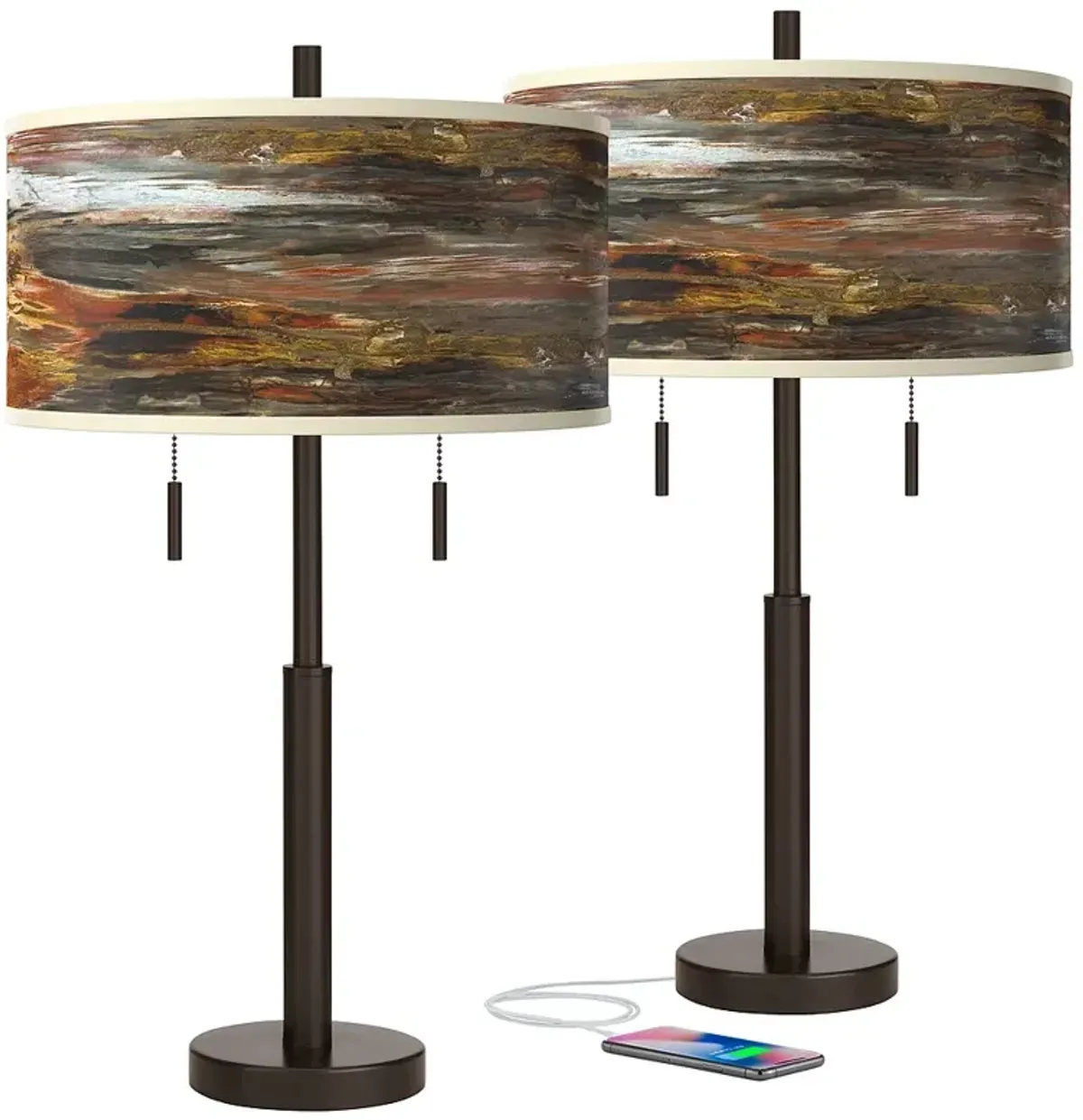 Embracing Change Robbie Bronze USB Table Lamps Set of 2