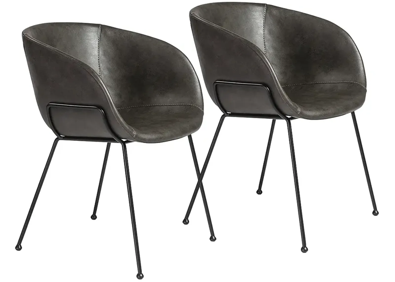 Zach Dark Gray Leatherette Armchairs Set of 2