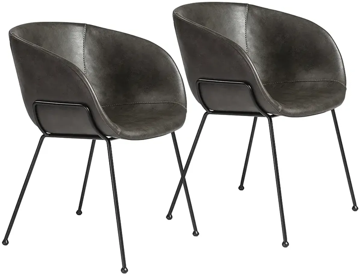 Zach Dark Gray Leatherette Armchairs Set of 2