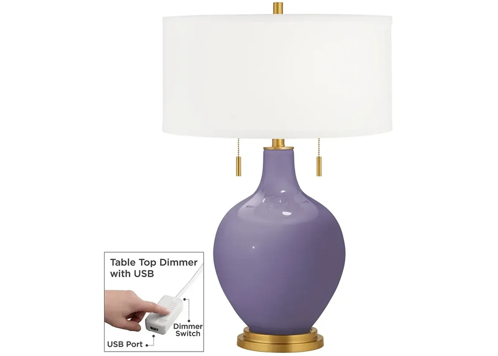 Purple Haze Toby Brass Accents Table Lamp with Dimmer