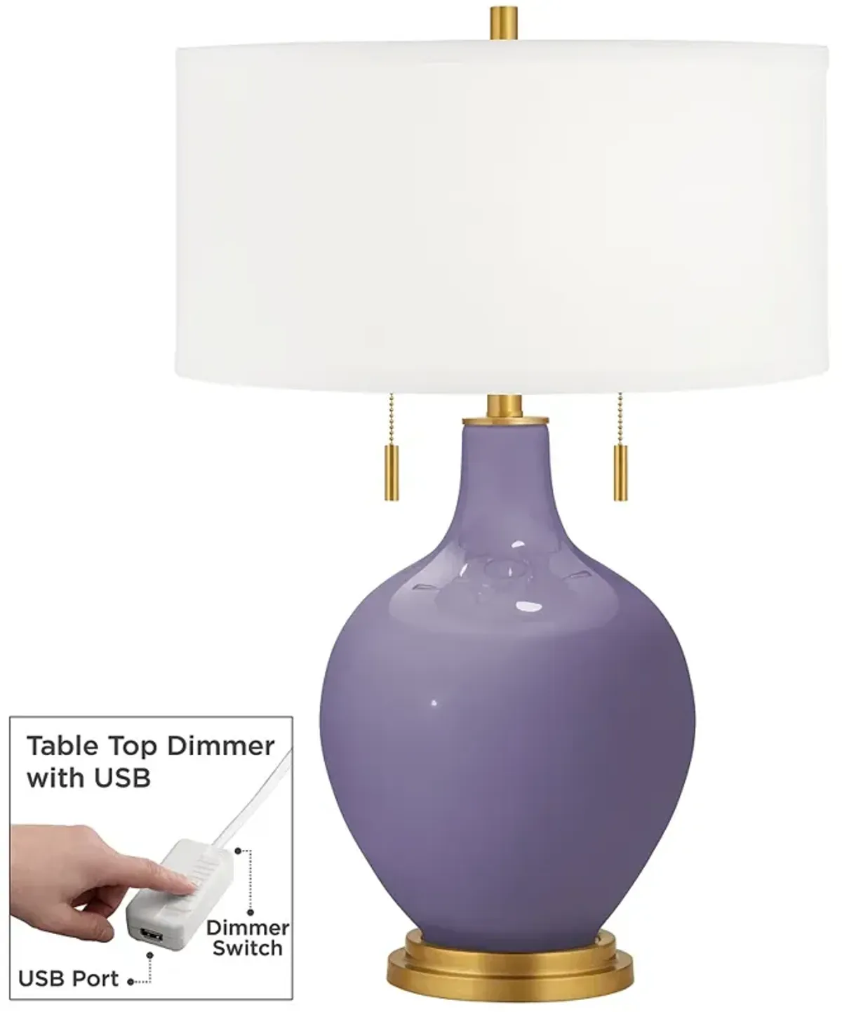 Purple Haze Toby Brass Accents Table Lamp with Dimmer