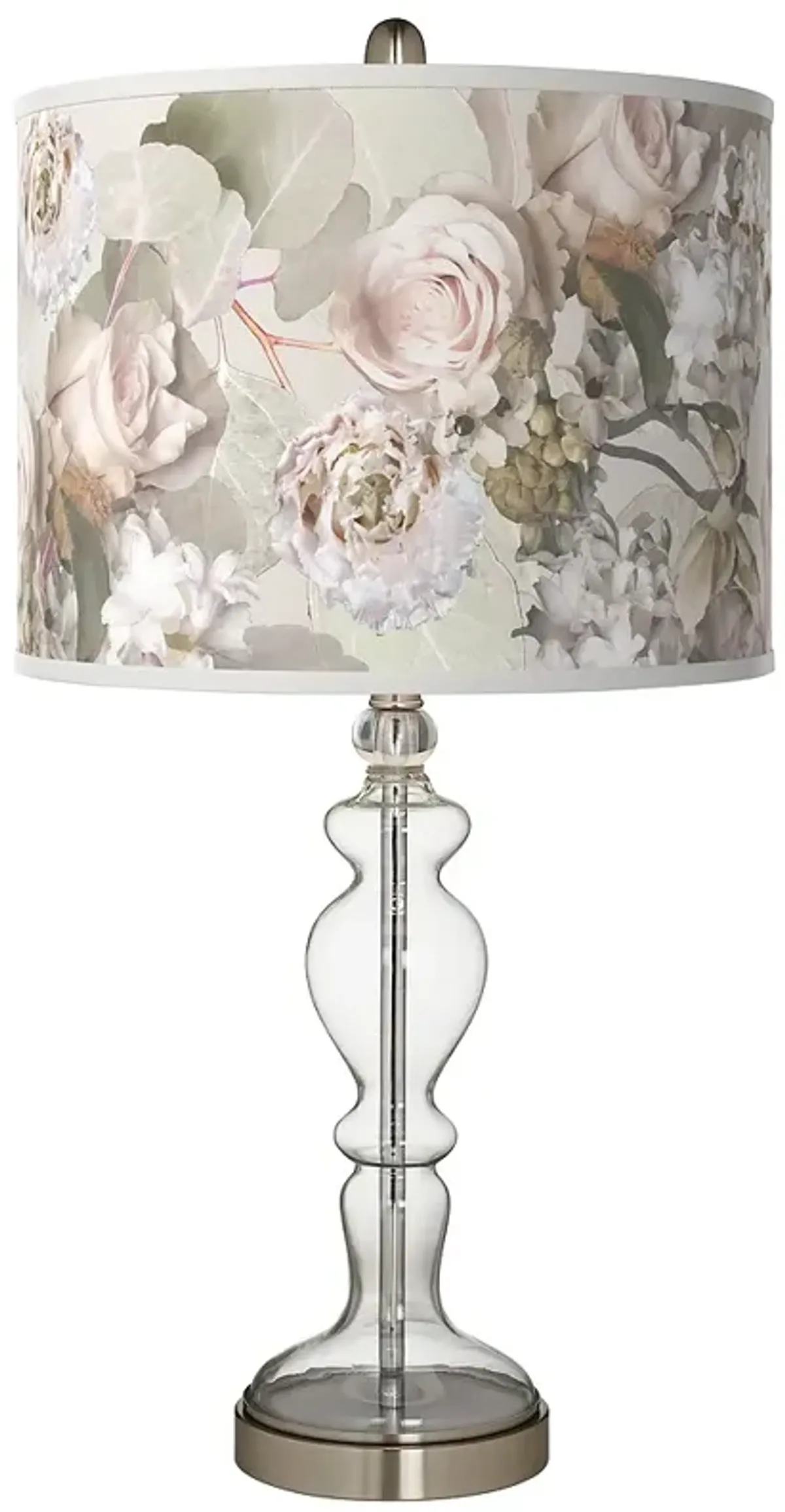 Giclee Glow Rosy Blossoms 28" High Apothecary Clear Glass Table Lamp