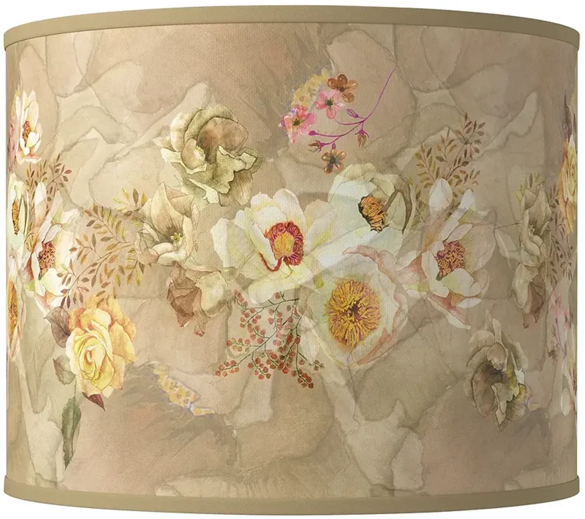 Floral Spray Giclee Round Drum Lamp Shade 14x14x11 (Spider)