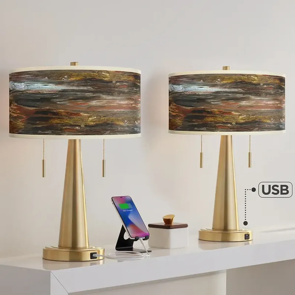 Embracing Change Vicki Gold USB Table Lamps Set of 2