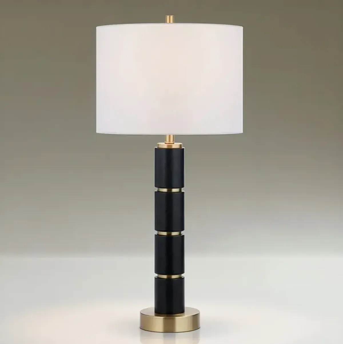 Possini Euro Rainier 30 1/2"H Black Faux Leather Column Table Lamp