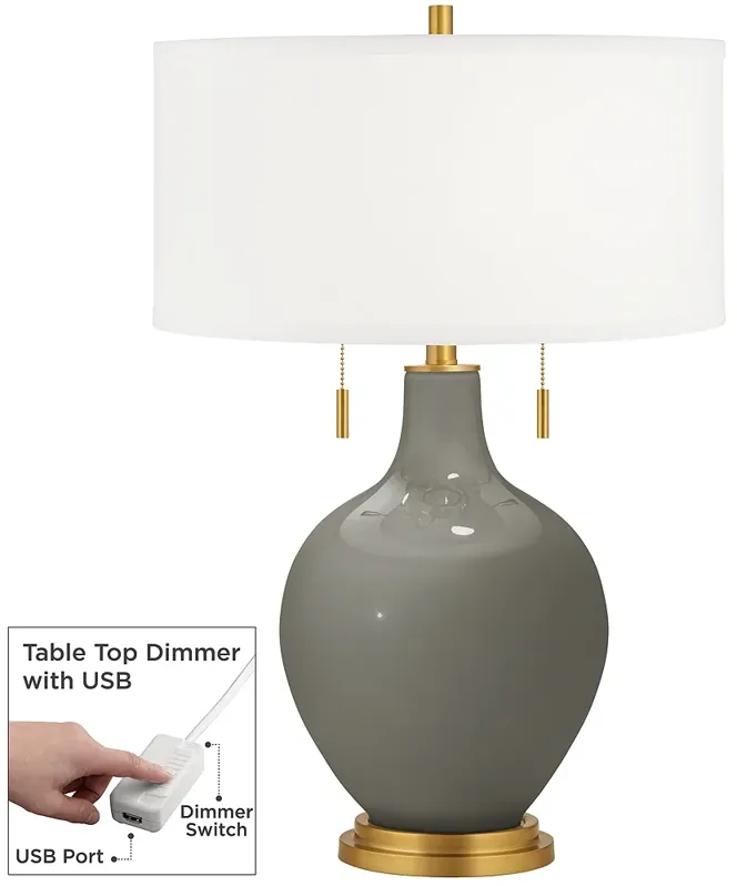 Gauntlet Gray Toby Brass Accents Table Lamp with Dimmer