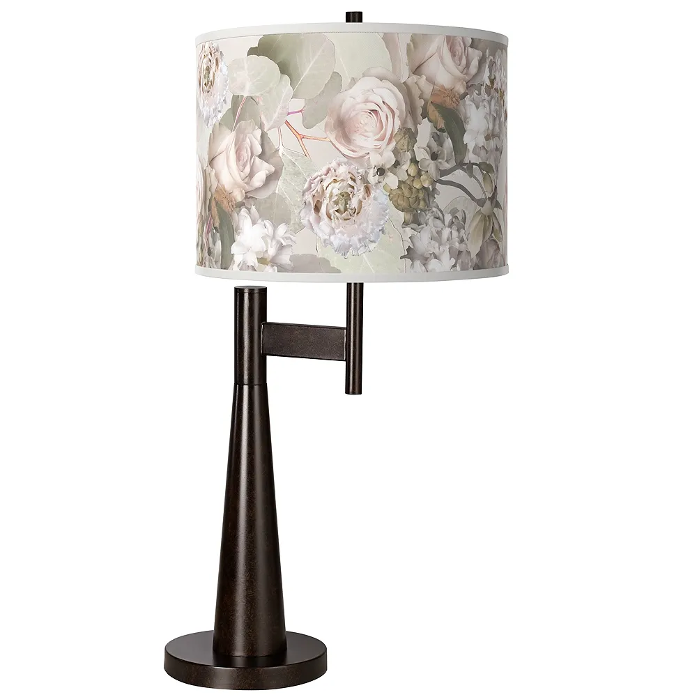 Giclee Glow Novo 30 3/4" Rosy Blossoms Shade and Bronze Table Lamp