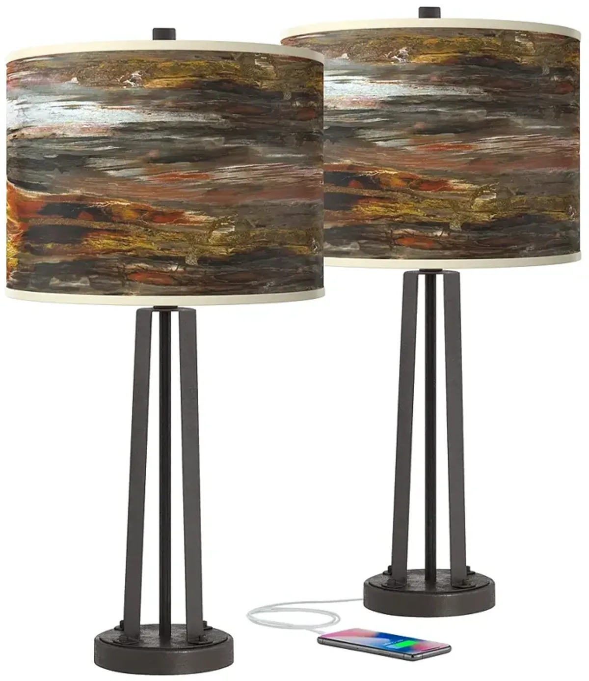 Embracing Change Susan Dark Bronze USB Table Lamps Set of 2