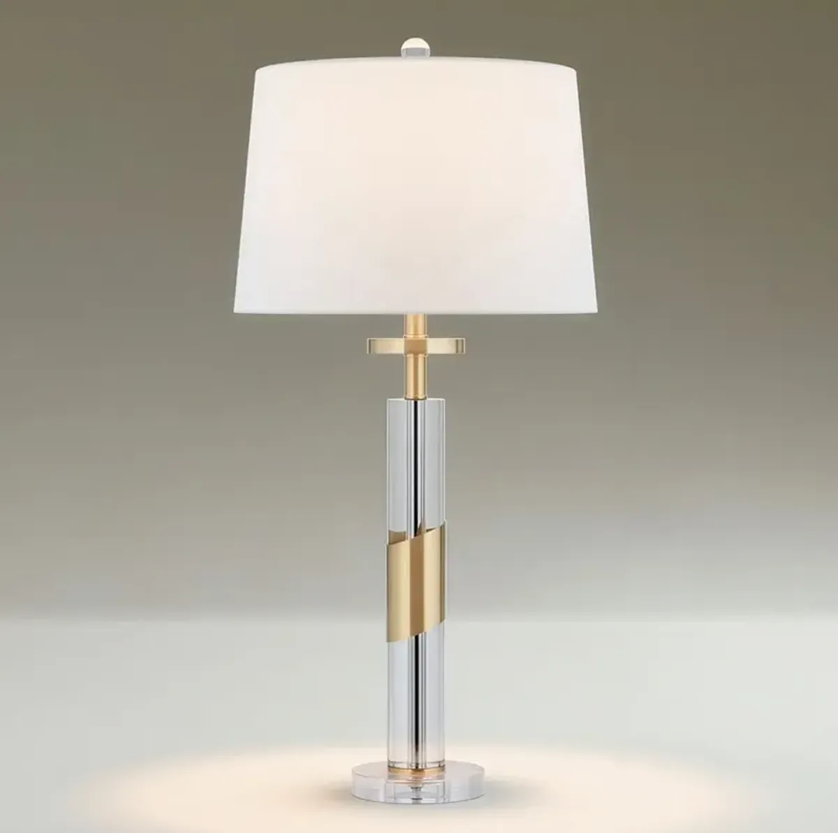 Alfred 30 1/2" High Soft Brass and Crystal Column Table Lamp