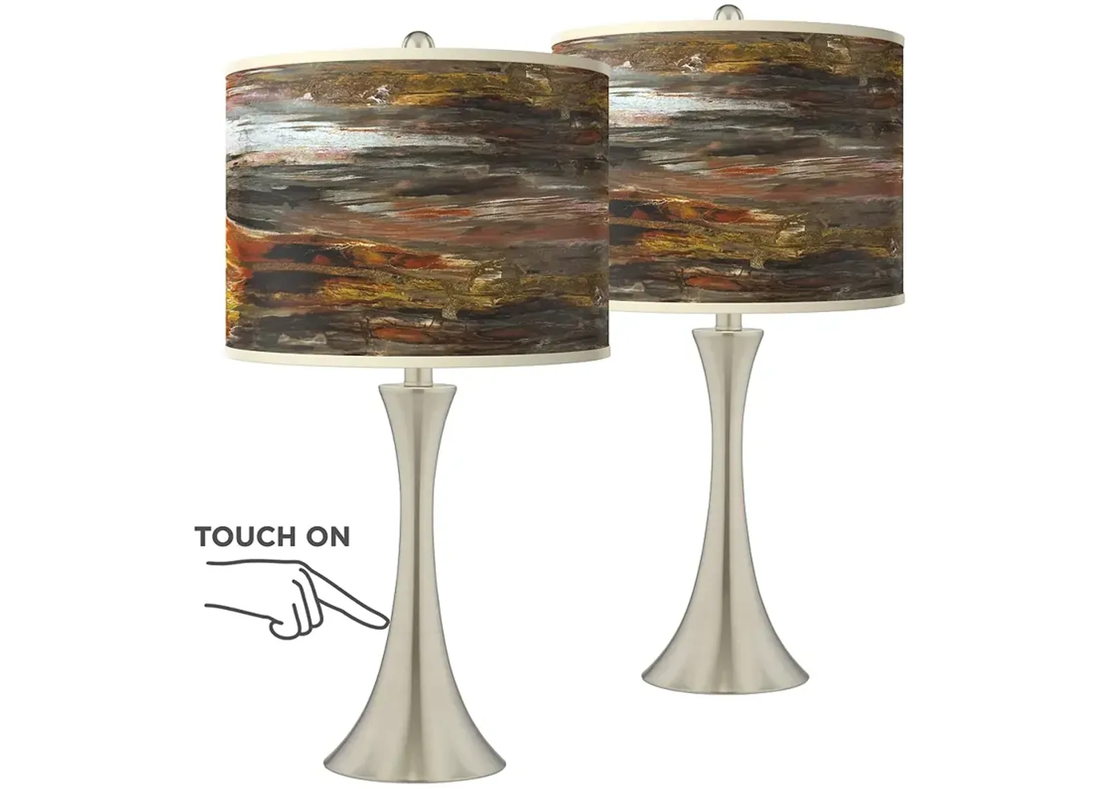 Embracing Change Trish Brushed Nickel Touch Table Lamps Set of 2