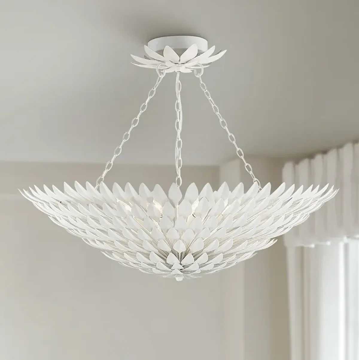 Crystorama Broche 30" Wide Matte White Ceiling Light