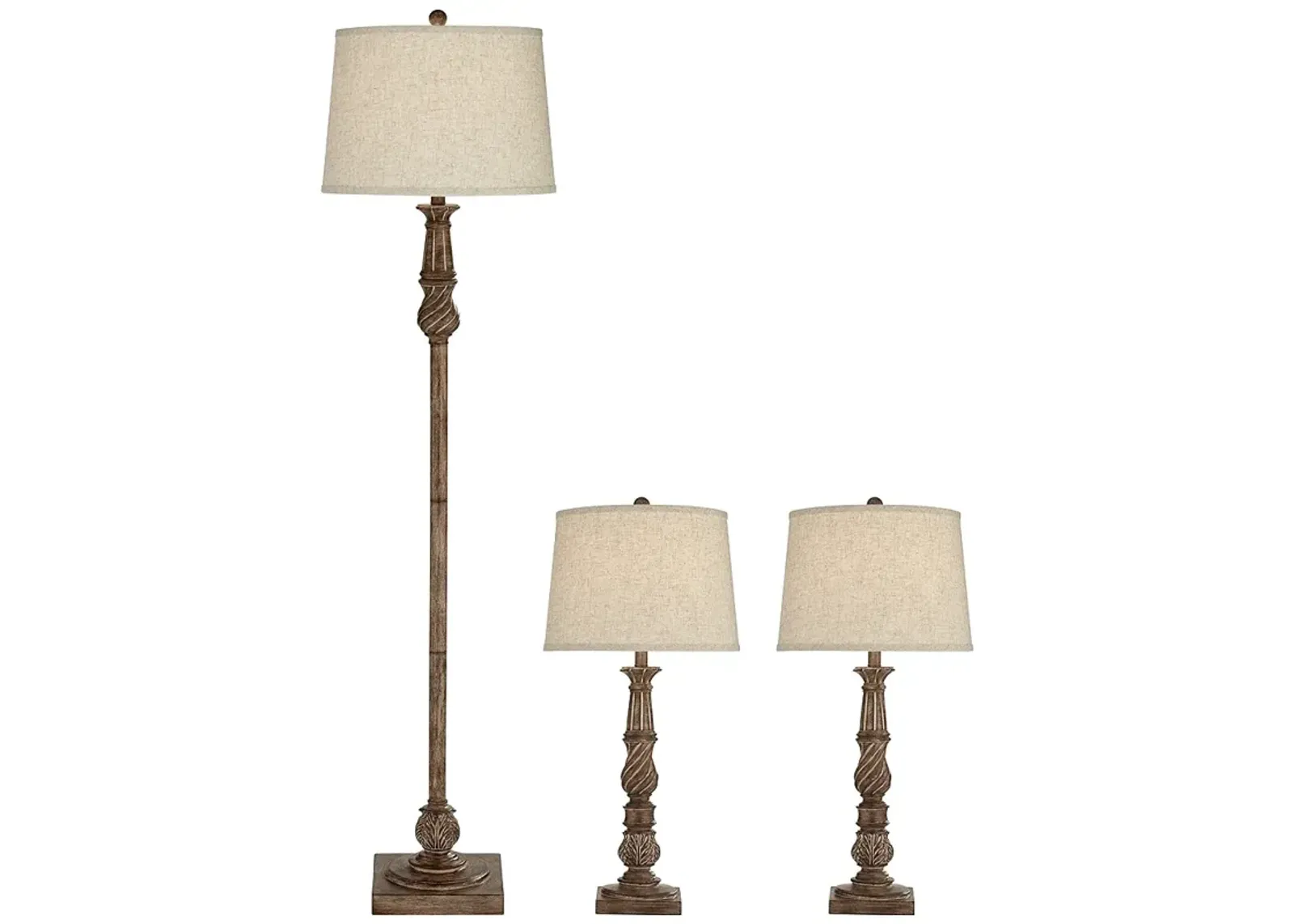 Regency Hill Dunn Faux Wood Finish Table and Floor Lamp Set