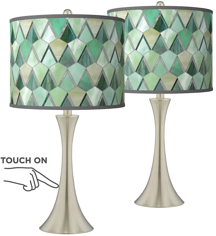 Giclee Glow Trish 24" Misty Morning and  Nickel Touch Lamps Set of 2