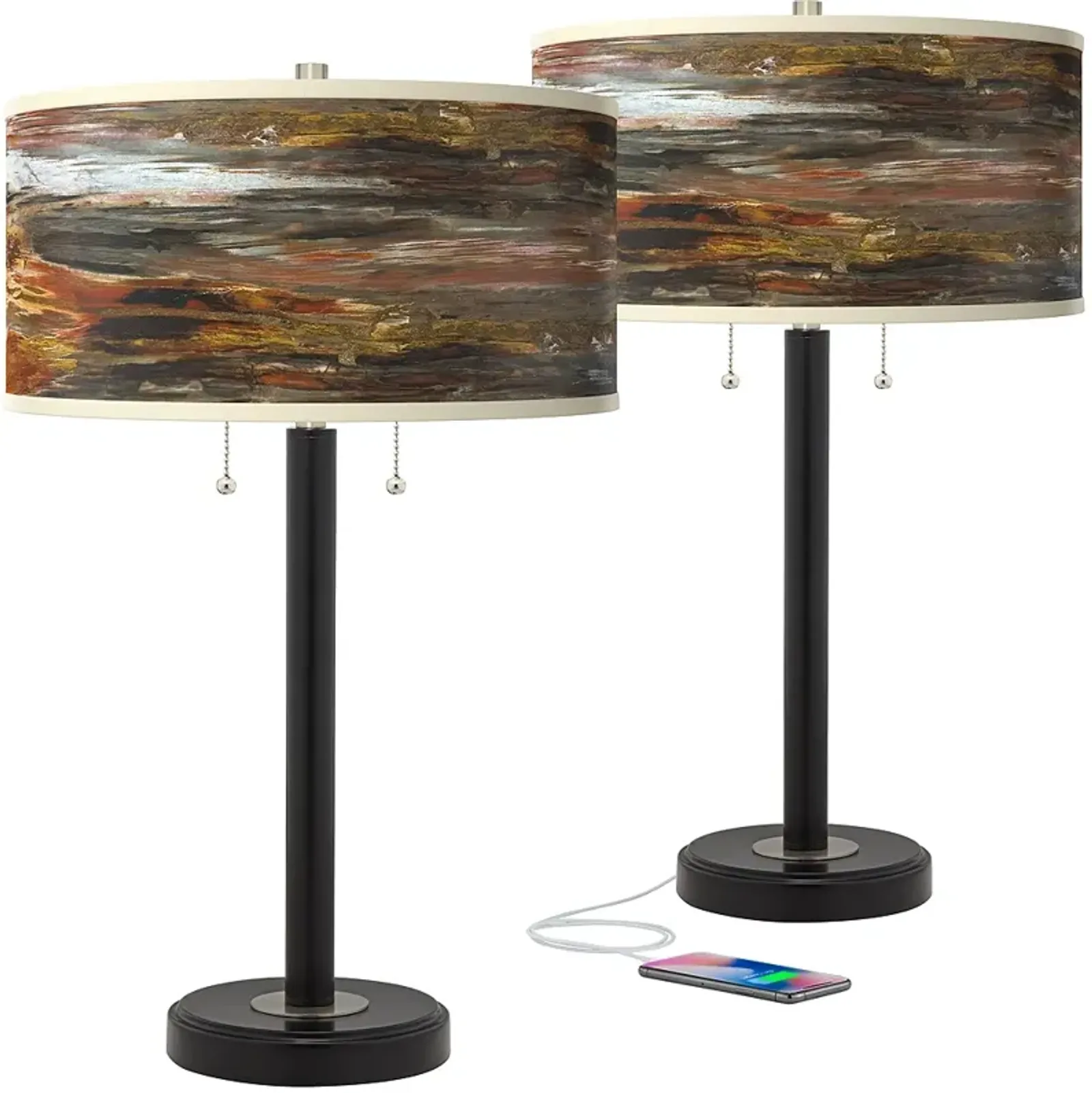 Embracing Change Arturo Black Bronze USB Table Lamps Set of 2