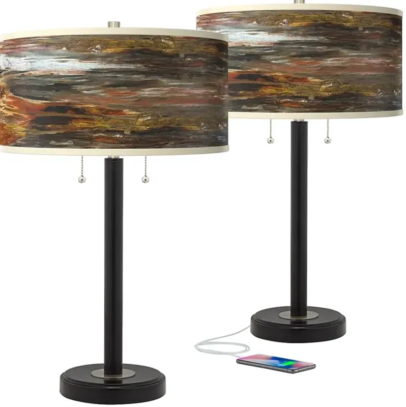 Embracing Change Arturo Black Bronze USB Table Lamps Set of 2