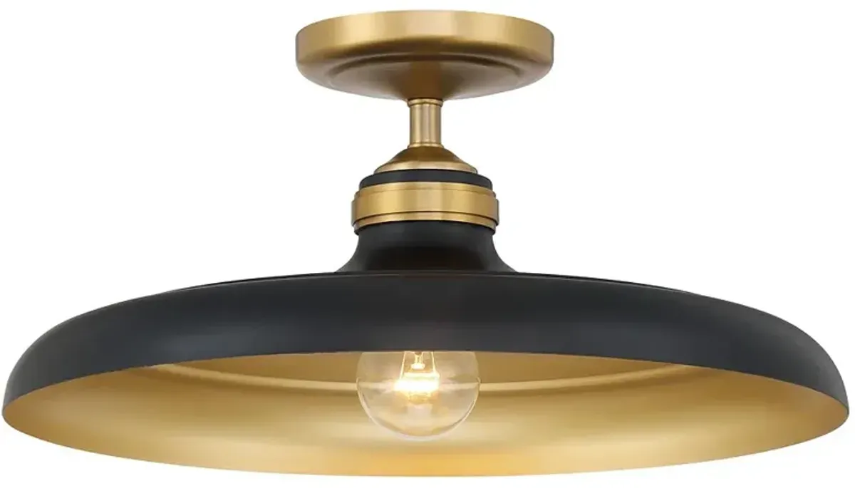 Minka Lavery Crowne 16" Wide Brass and Dark Matte Black Ceiling Light