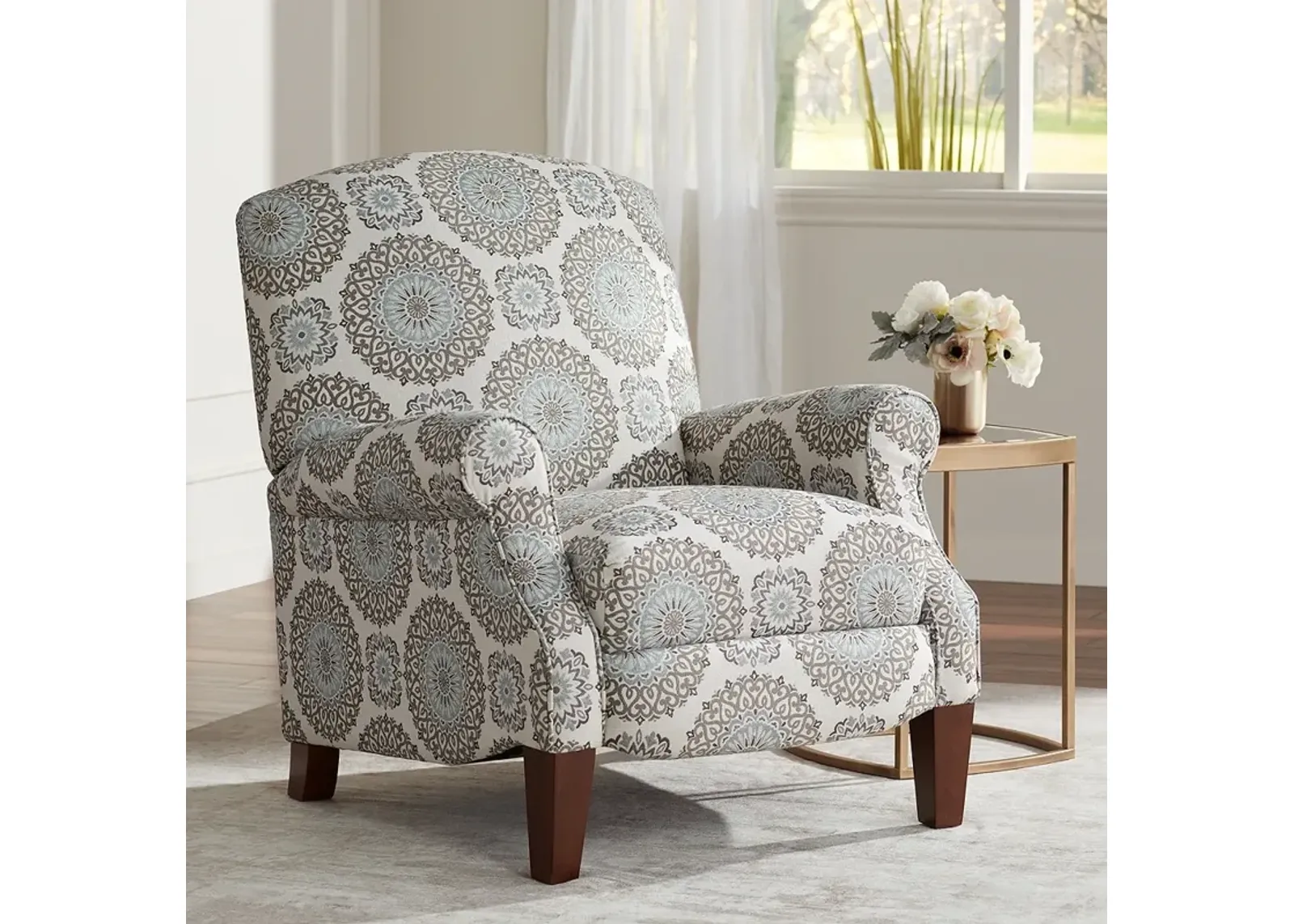 Brianne Twilight Patterned Fabric Pushback Recliner