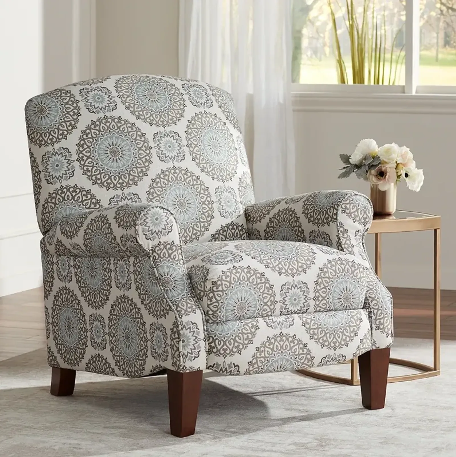 Brianne Twilight Patterned Fabric Pushback Recliner