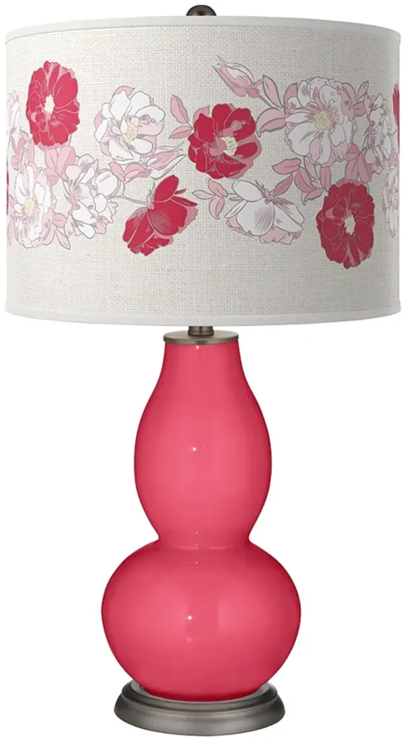 Color Plus Double Gourd 29 1/2" Rose Bouquet Eros Pink Table Lamp