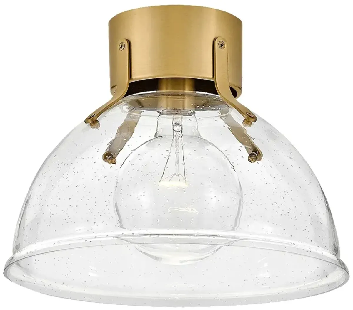 Foyer Argo-Small Flush Mount-Heritage Brass With Clear Seedy Glass