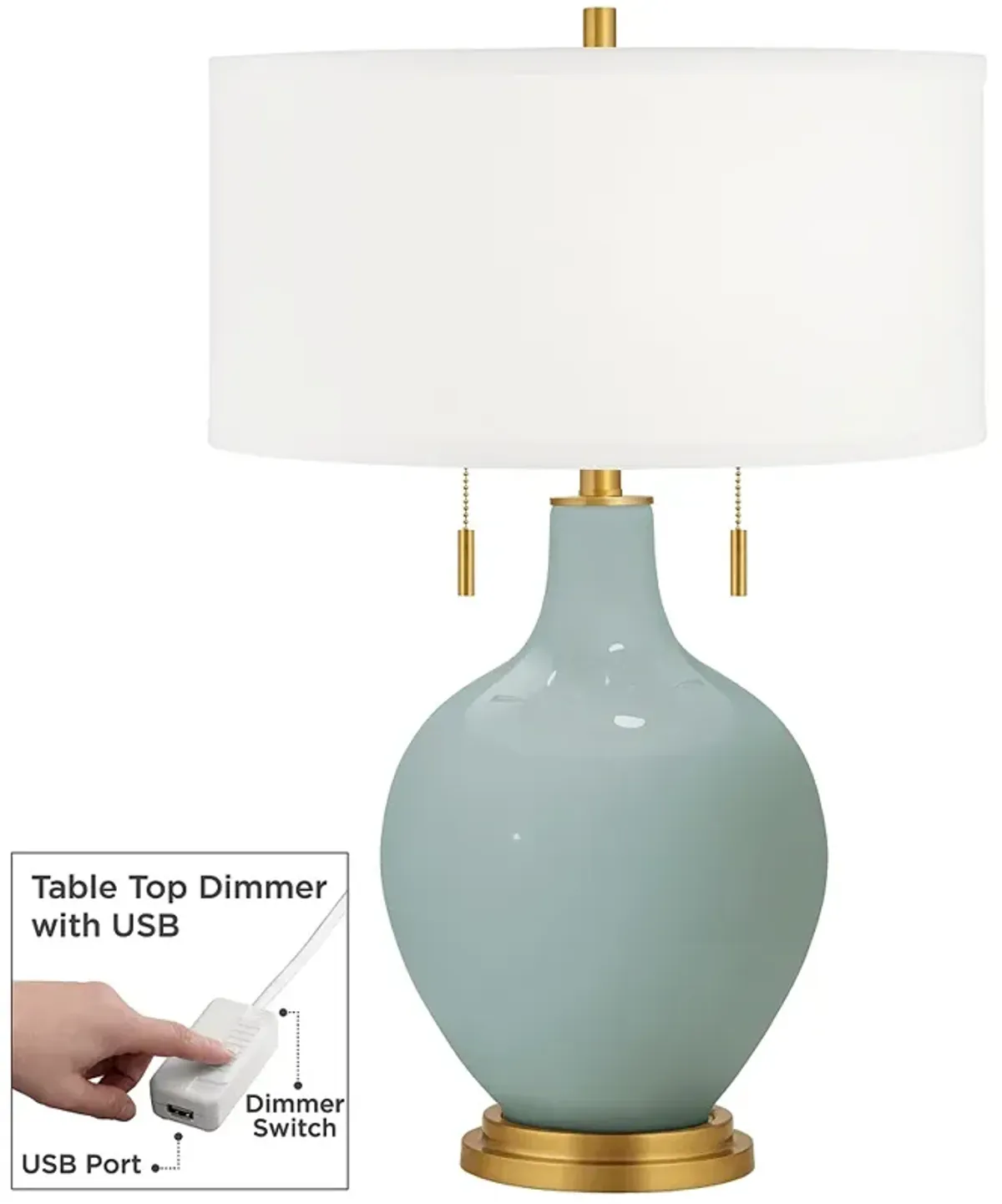 Aqua-Sphere Toby Brass Accents Table Lamp with Dimmer