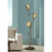Franklin Iron Works Lilies 68 1/4" Rustic Bronze and Gold Floor Lamp