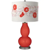 Color Plus Double Gourd 29 1/2" Rose Bouquet Cherry Tomato Red Lamp