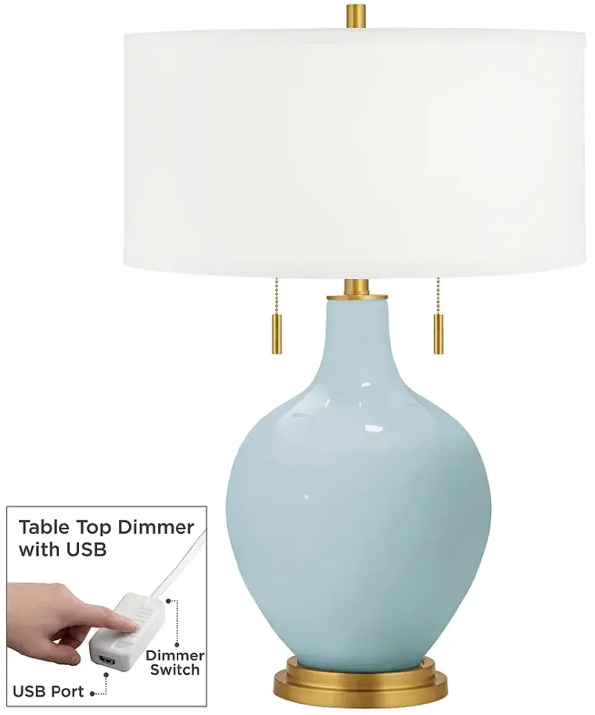 Vast Sky Toby Brass Accents Table Lamp with Dimmer