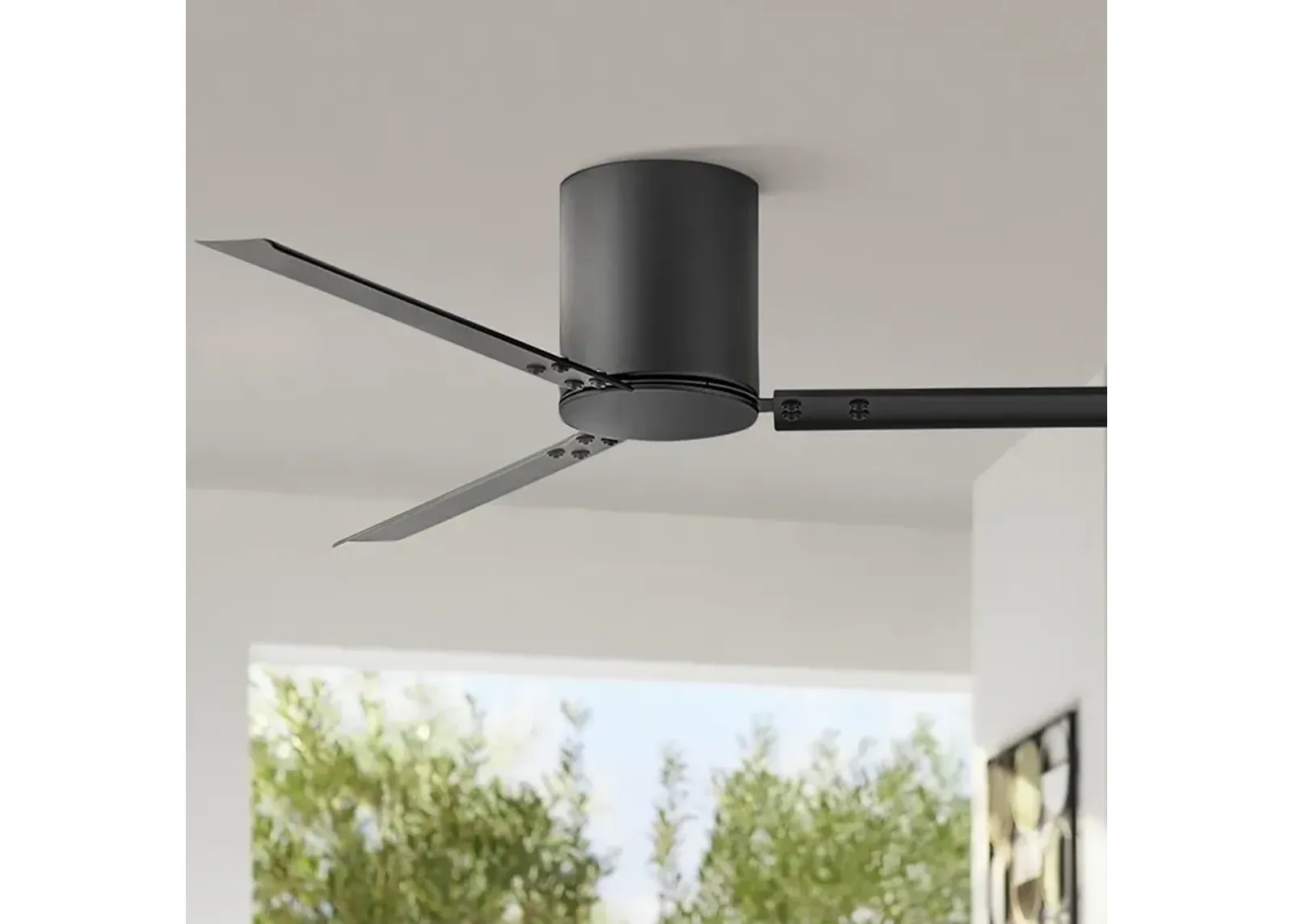 58" Hinkley Indy Flush Matte Black Hugger Smart Ceiling Fan