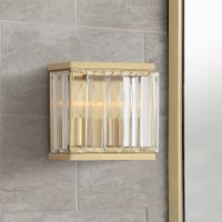 Stiffel Huxley 7" High Warm Gold Crystal 2-Light Wall Sconce