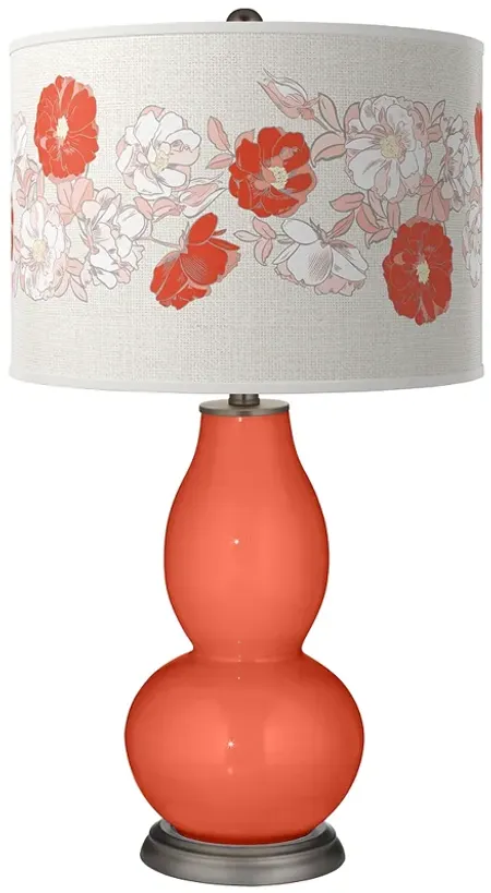 Color Plus Double Gourd 29 1/2" Rose Bouquet Daring Orange Table Lamp
