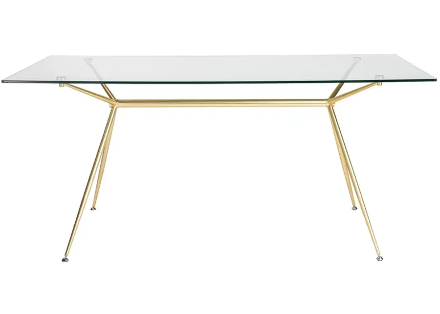 Atos 66" Wide Brushed Gold Rectangular Dining Table