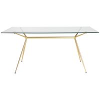 Atos 66" Wide Brushed Gold Rectangular Dining Table