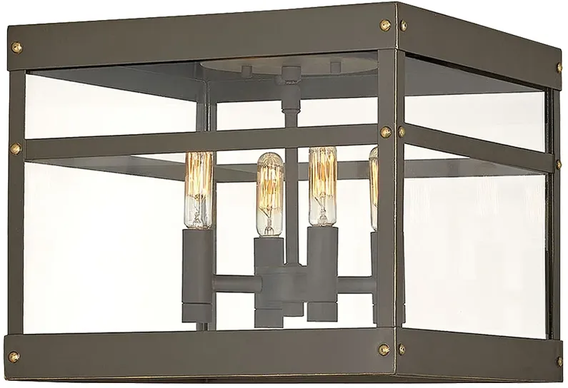 Hinkley Porter 12" Wide 4-Light Rustic Square Outdoor Ceiling Light