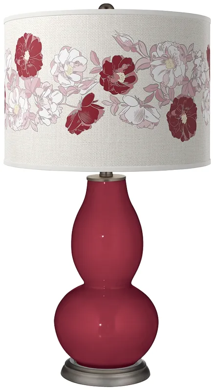 Color Plus Double Gourd 29 1/2" Rose Bouquet Antique Red Table Lamp