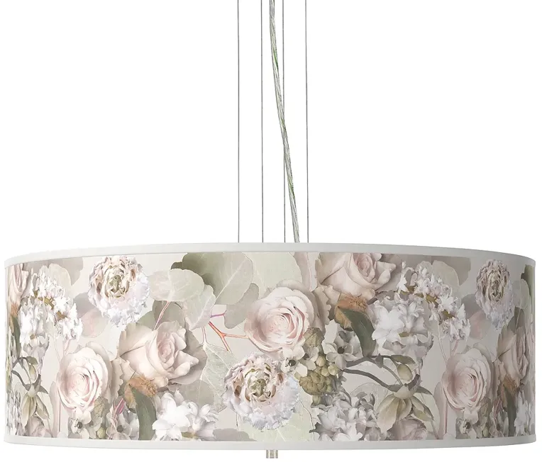 Rosy Blossoms Giclee 24" Wide 4-Light Pendant Chandelier