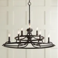 Franklin Iron Works Shane 30" Black Two-Tier 9-Light Ring Chandelier