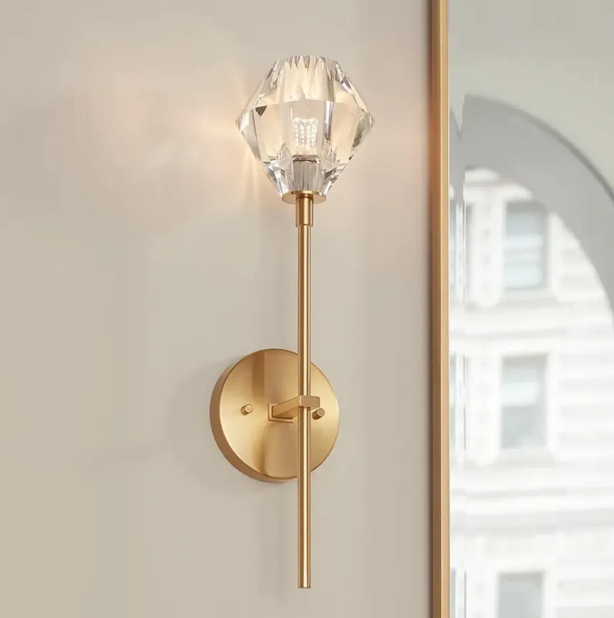 Lucent 18 3/4" High Soft Gold and Crystal LED Wall Sconce