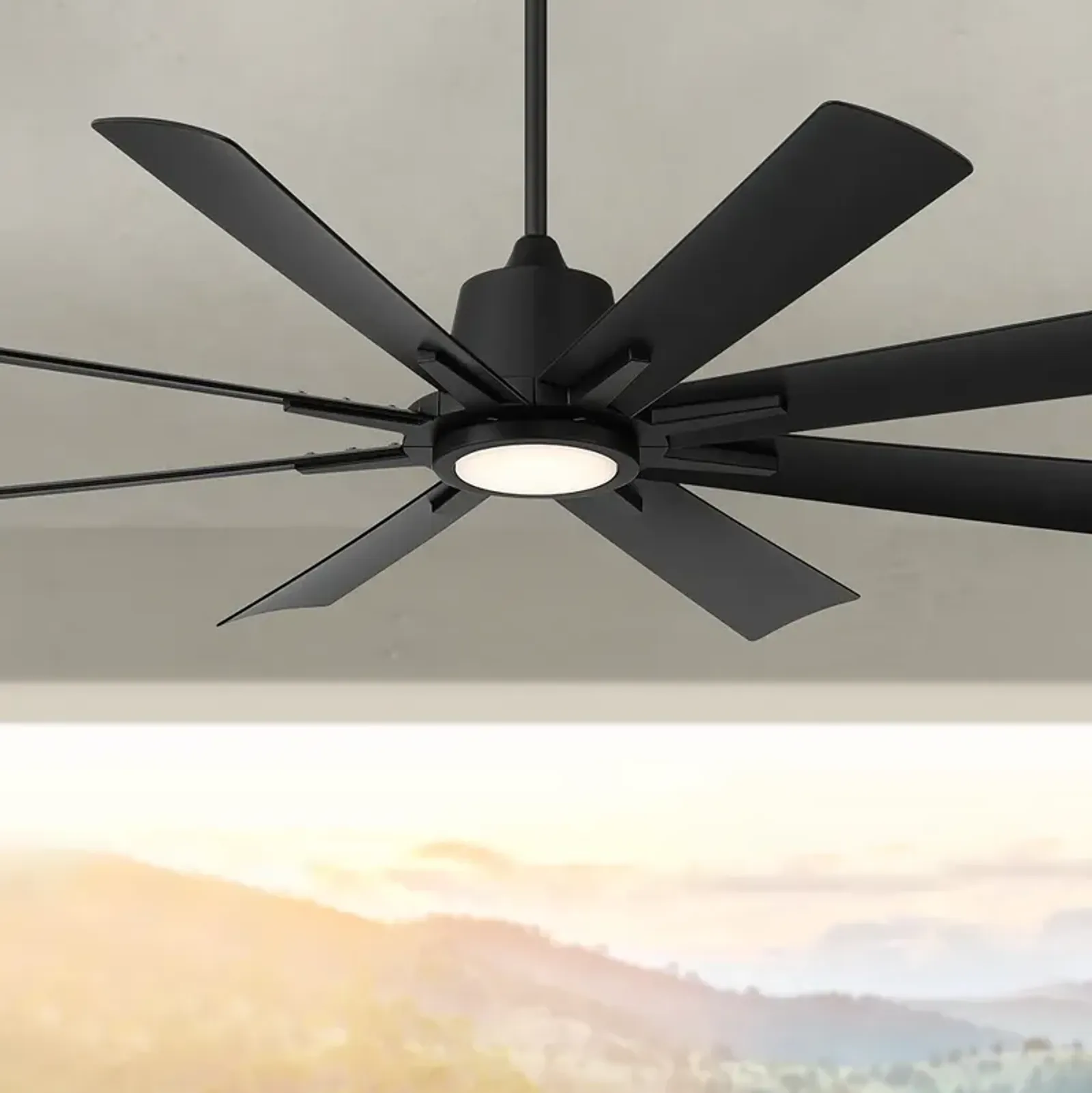 54" Casa Vieja Inspirit Matte Black LED Damp Remote Ceiling Fan