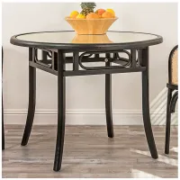 Adna 39 1/2" Wide Cane Black Wood Round Dining Table