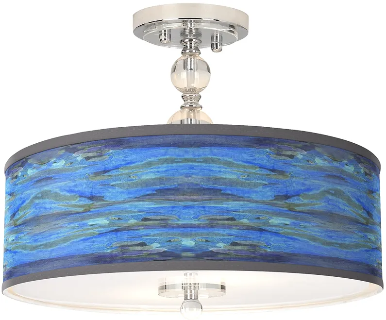 Oceanside Giclee 16" Wide Semi-Flush Ceiling Light