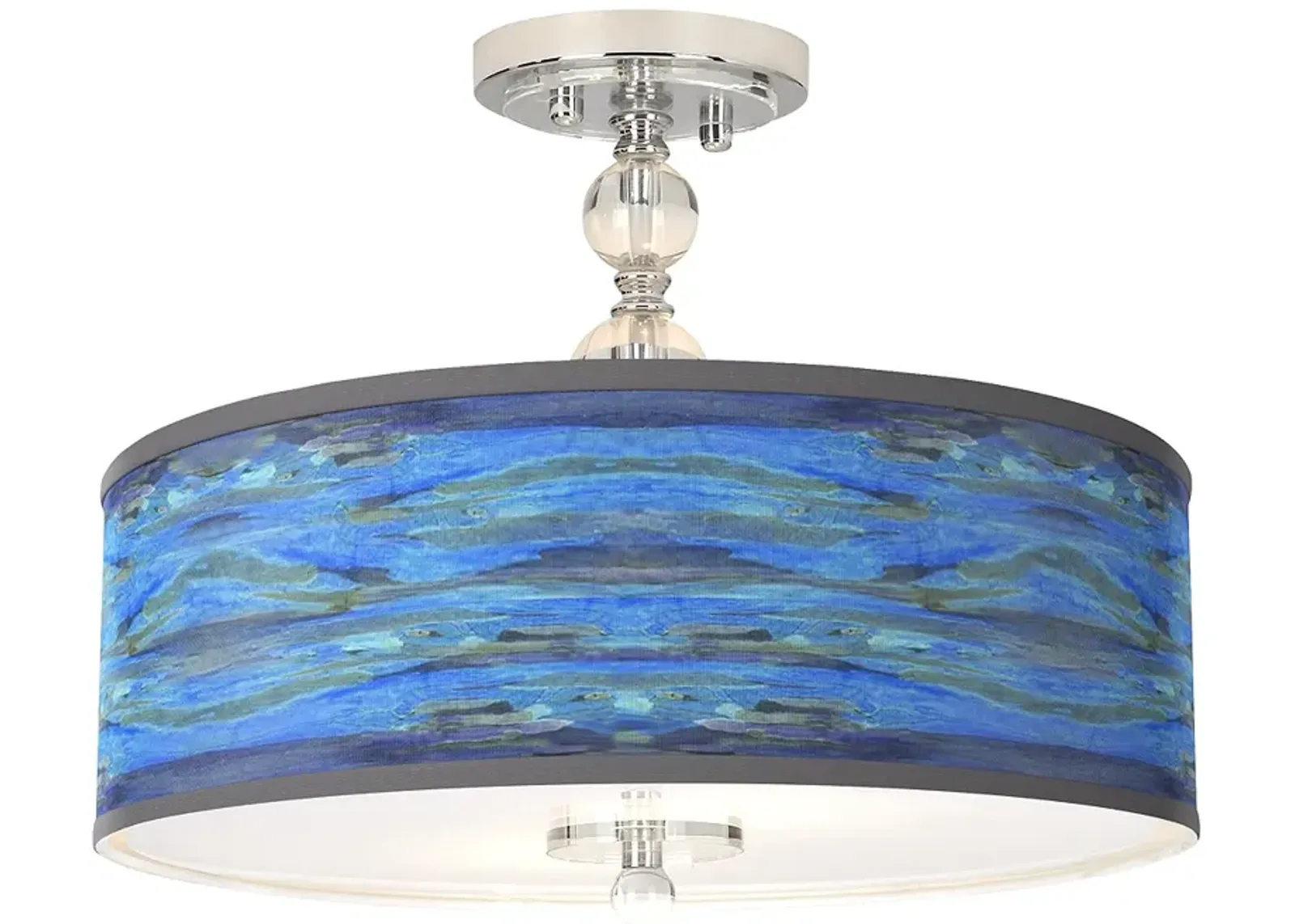 Giclee Gallery Oceanside Blue Shade 16" Wide Semi-Flush Ceiling Light