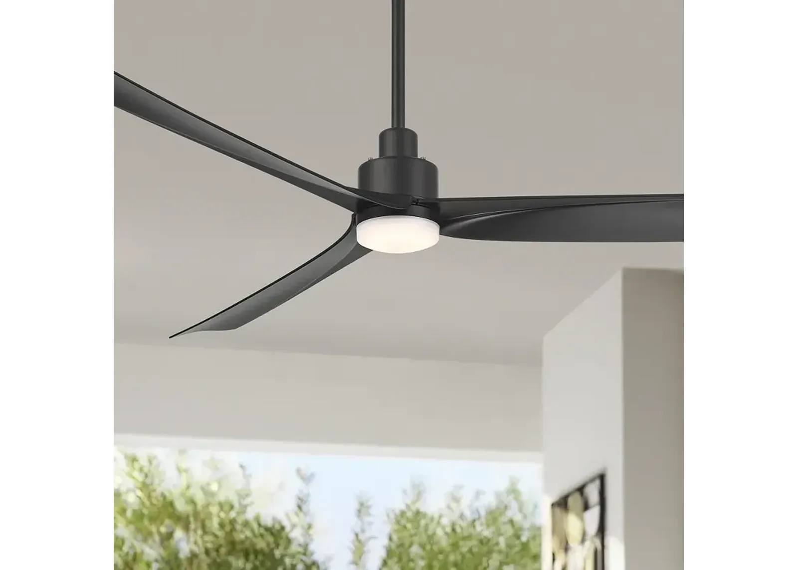 60" Casa Vieja Sailplane Matte Black Damp LED Ceiling Fan with Remote