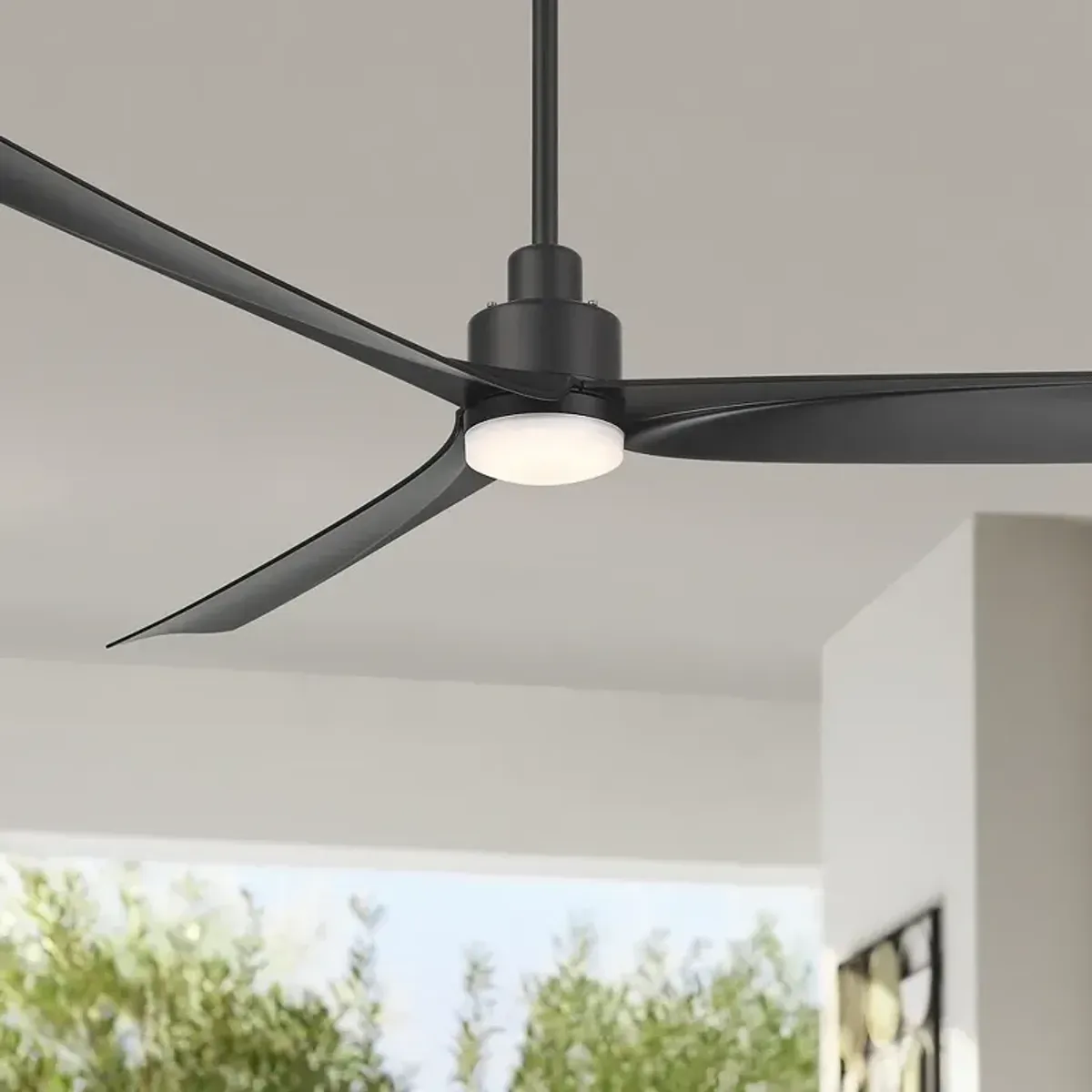 60" Casa Vieja Sailplane Matte Black Damp LED Ceiling Fan with Remote