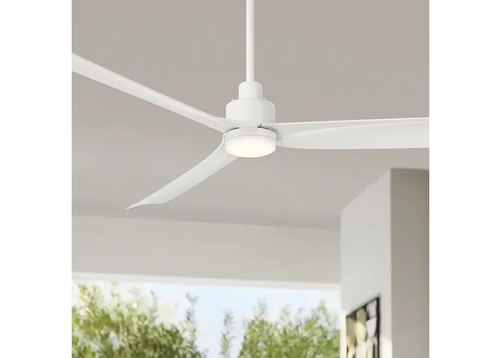 60" Casa Vieja Sailplane Matte White Damp LED Ceiling Fan with Remote