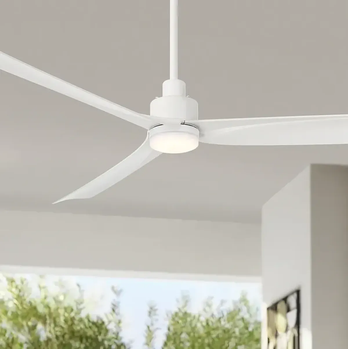 60" Casa Vieja Sailplane Matte White Damp LED Ceiling Fan with Remote