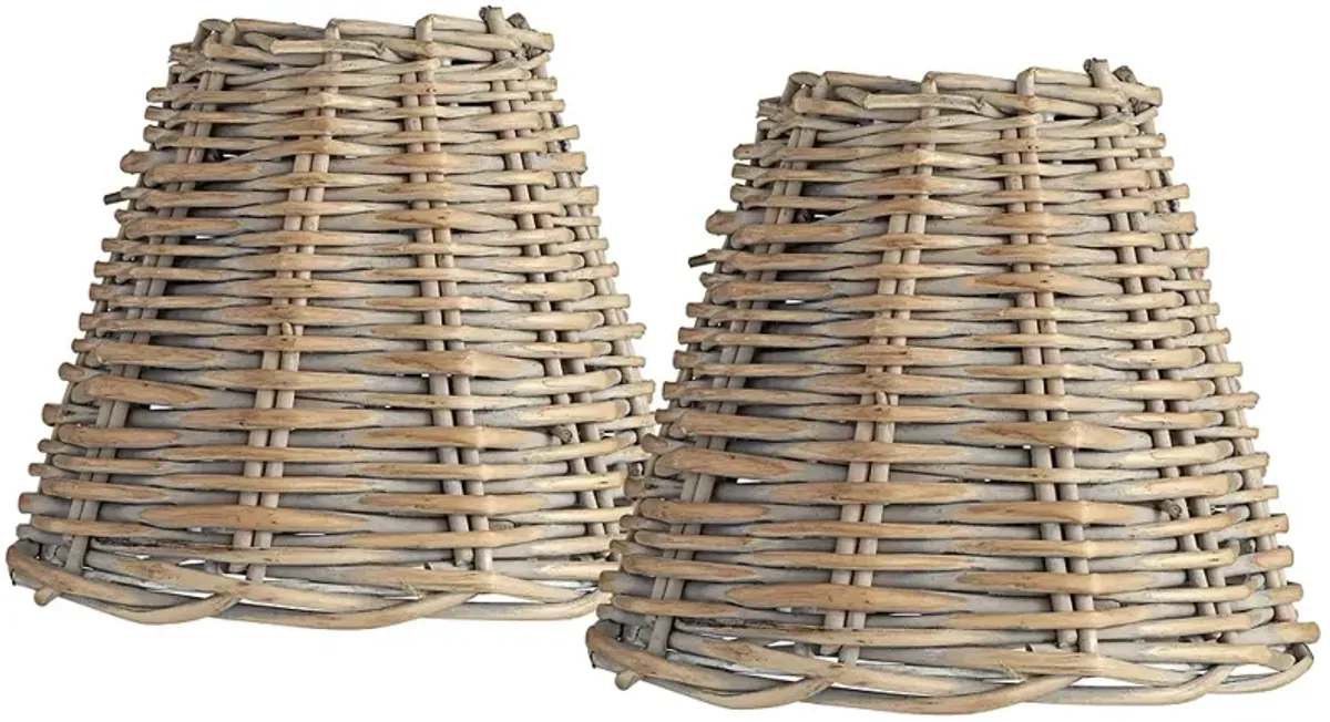 Springcrest Natural Wicker Weave Lamp Shade 3x6x5 (Clip-On) Set of 2